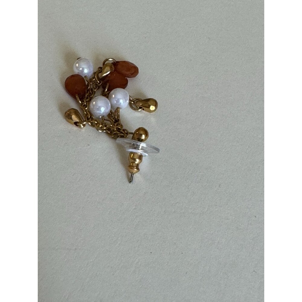 Premier Jewelry Gold Multi-Strand Necklace Earrings Set Faux Pearls Amber Color - Picture 9 of 9